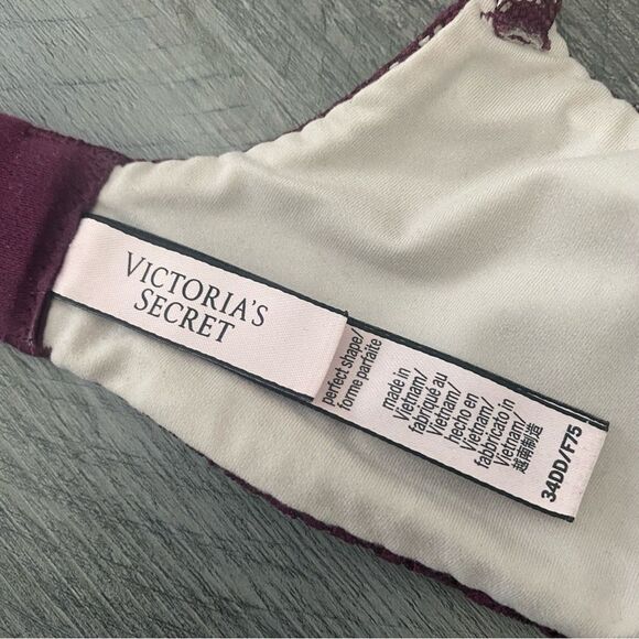 Victoria’s Secret 34DD Perfect Shape Bra Wine Purple Convertible Straps - Picture 9 of 10